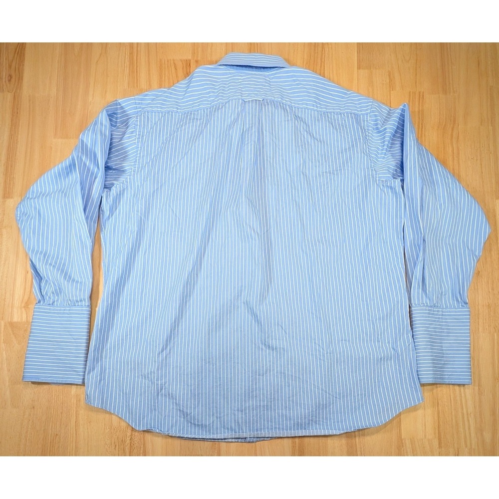 Tommy Hilfiger Mens XL Blue White Striped French Cuff Dress Shirt 17.5 34-35 - Picture 6 of 8